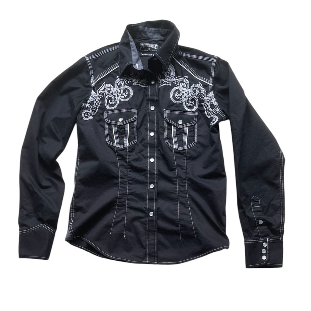 Panhandle Slim Women’s Black Western Embroidered Shirt Size Small